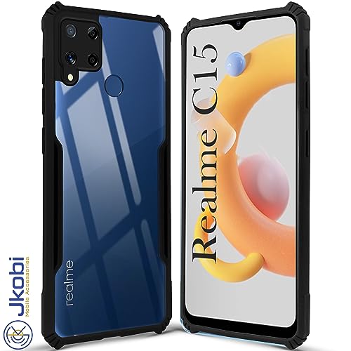 Image of Jkobi Back Cover Case for Realme C15 (Shockproof with Polycarbonate Clear Panel | Professional Black)