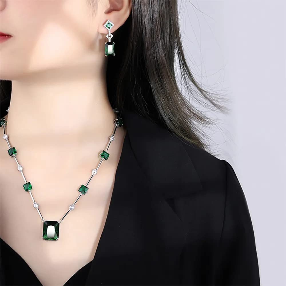 Pendientes Colgantes de Piedra Preciosa Esmeralda para Conjuntos de joyería de Boda de Mujer