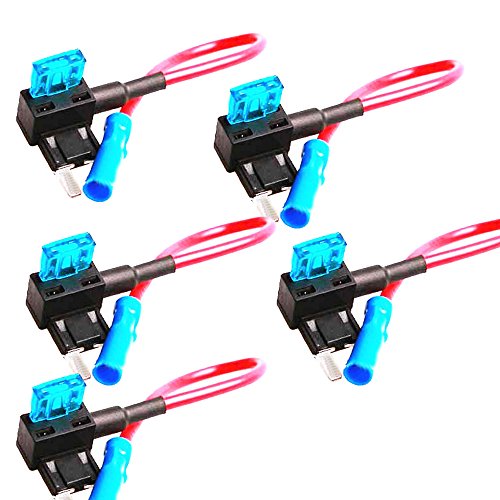 Mintice 5 X Car Vehicle 12V 24V ATM APM Add A Circuit Fuse Tap Piggy Back Mini Fuse Style Blade Holder 15A