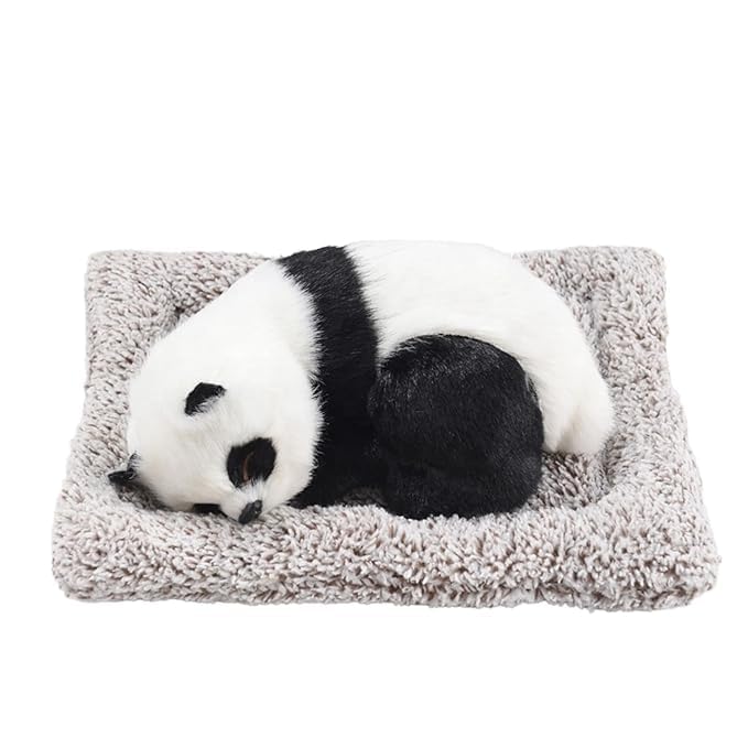 Image of MAHALRAJ Dog Stuffed Toy - Sleeping Cute Dog for Car Auto Dashboard and Home Decor | Cute Car Interior Toy, Sleeping Puppy Black & White Stuffed Toy - (Size,26cm X 18cm)