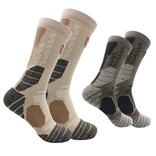 Socken Herren 43-46, Lzfitpot 2 Paare Wandersocken Trekkingsocken, Men's Hiking Trekking Socks Wool Blend Socks, Atmungsaktiv, Gepolstert, Antiblasen Polsterung, Gr.40-46, perfekt für Outdoor & Sports