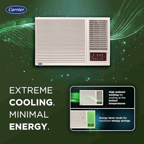 Image of Carrier 1.5 Ton 3 Star Inverter Window AC(Copper,High Density Filter for Dust Filtration, 2Way Air Directional Control, ESTRA Fxi,CIW19SC3R35F0,White)