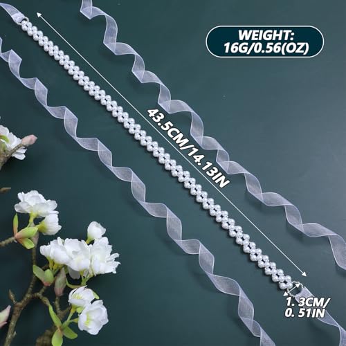 Pearl Wedding Belt Women's Pearls Bridal Bridesmaid Dresses Sash Belts Adjustable White Ribbon Belt for Flower Women Wedding Dress Bride Bridesmaid Dresses Festival Gifts Ladies2