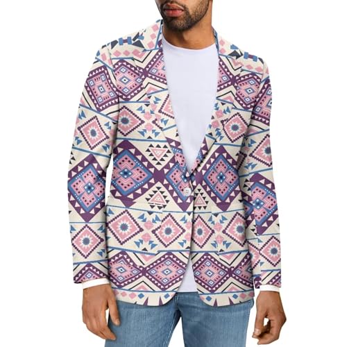 Aztec Print Pattern Western Ethnic Men's Casual Blazer Jacket Long Sleeve Blazer Jackets with Pockets Dress Suit