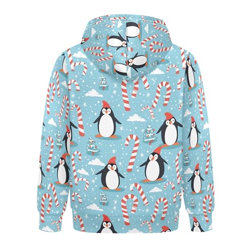 Kids Hoodies Sweaters Christmas Xmas Penguin Hooded Sweatshirts with Big Pockets for Boys Girls B04004352