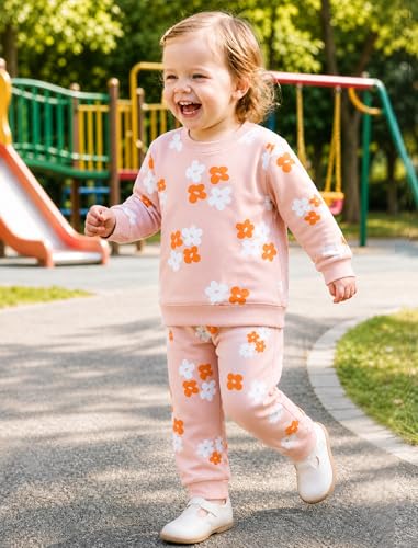 Image of Jecson Baby Girl Clothes Toddler Outfits Quilted Heart Sweatshirt & Jogger Pants Fall Winter Sweatsuit 2Pcs Sets 3M-4T
