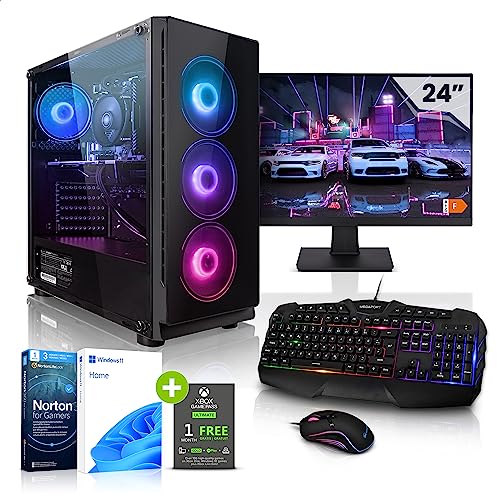 Megaport Komplett Set Gaming PC Intel Core i5-13400F 10 Kern (6+4) 2,50GHz - 4,60GHz • 24" Monitor • Windows11 • GeForce RTX3060 • 16GB • 1TB M.2 SSD • WLAN • Tastatur • Maus pc Gaming komplettpaket
