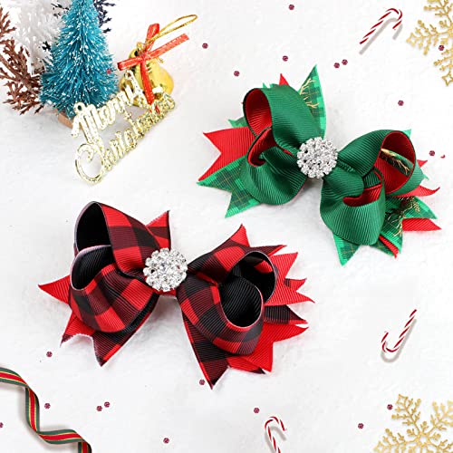 Christmas Hair Bows For Girls, Grinch Bows Christmas Red Green Glitter Santa Claus Hair Clips Hair Accessories For Baby Toddlers Kids Christmas Party (Type B) #TOP3