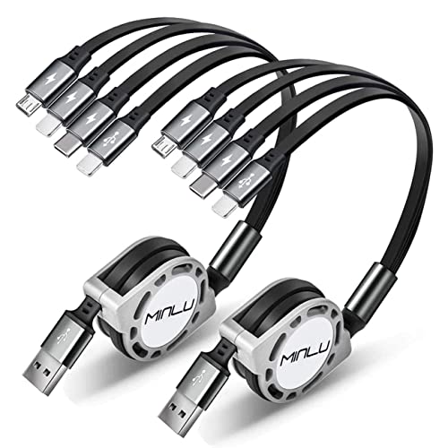 MINLU Multi Charging Cable 4A, 2Pack 4Ft Retractable Multi Fast Charger Cable, Multiple Charging...