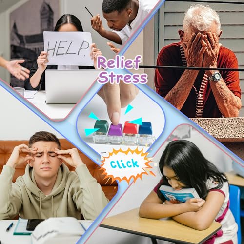 Image of 2 PCS Keyboard Fidget Toy, Keyboard Fidget Keychain 4-in-1 Keyboard Decompression Button Finger Clicker Toys, Keychain Button Stress Relief Fidget Gifts to Relief Stress (Bright)