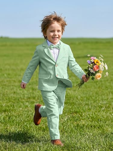 Image of Volunboy Toddler Suit Baby Boy 3 Piece Linen Tuxedo 18M-5T