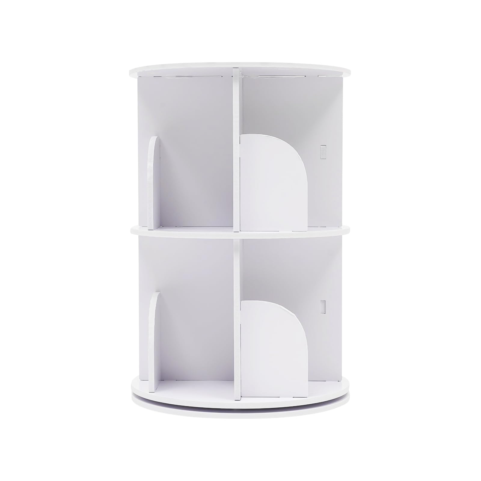 Qussse Estantería giratoria de madera maciza de 2 niveles, estantería para libros, estantería de pie, mini mesa auxiliar de madera, giratoria, 8 compartimentos, para salón, estudio y dormitorio