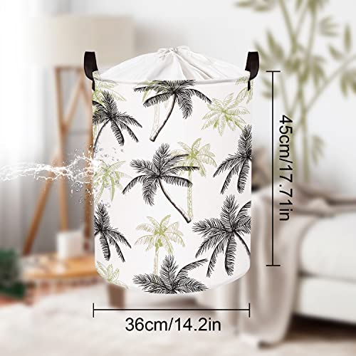 Clastyle 45L Coconut Tree Laundry Baskets With Handle Tropical Plants Laundry Hamper For Clothes Bedroom Collapsible Storage Basket With Drawstring, 14.2X17.7 In #TOP6