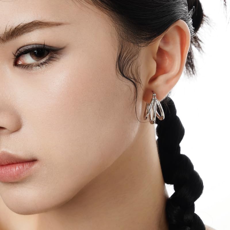 Boucles d'oreilles cerceaux pour femmes créoles géométriques légères - 2