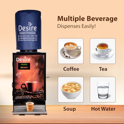 Image of Desire Coffee Machine | Fully Automatic Tea & Coffee 4 Lane Vending Machine | 4 Litre Tank | Drink 4 Hot Beverages at Smart Homes,Offices