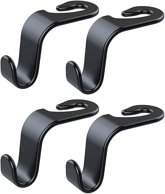 4 Pack Car Seat Headrest Hook Car Purse Hook for All Vehicle Car Handbag Clothes Coats Grocery Bags