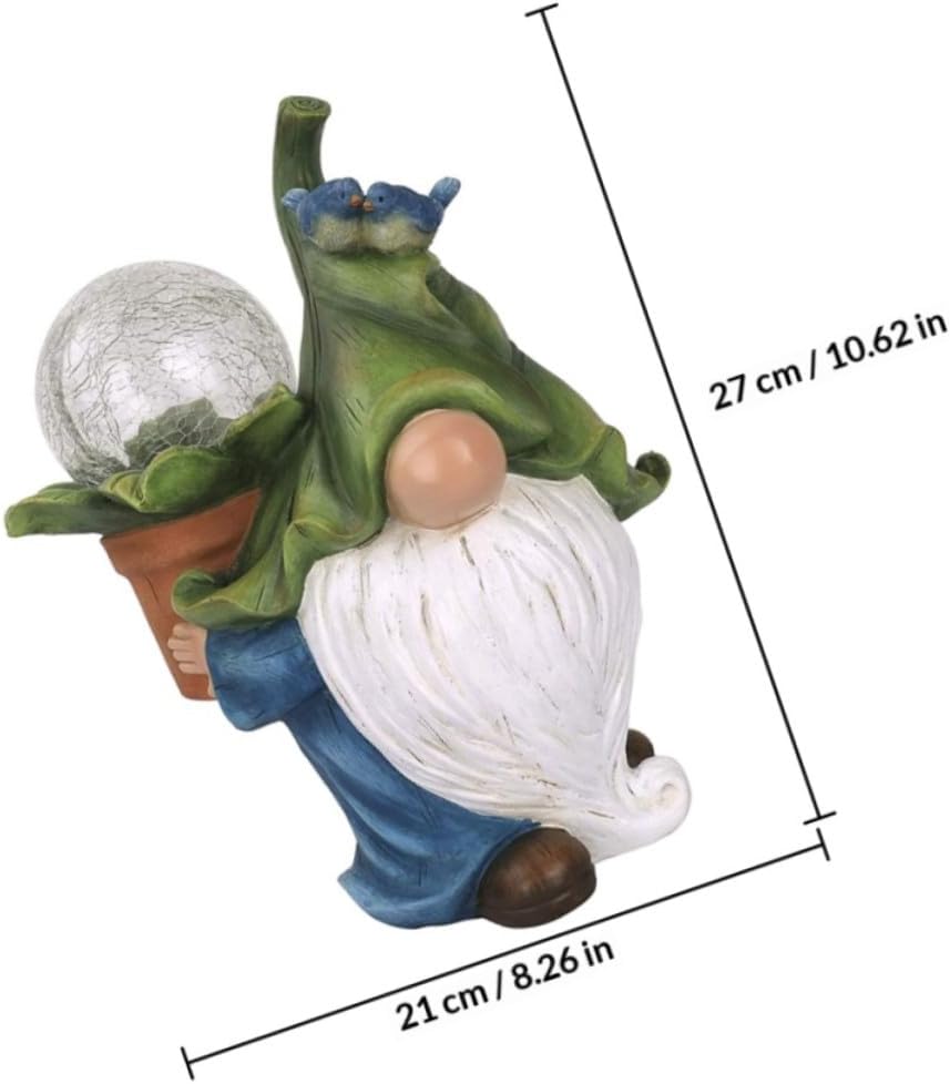 VILLCASE Solar Energy Resin Character Figurine Garden Decor LED Lamp Outdoor Landscape Lighting Glass Orb for Patio Lawn