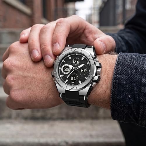 Image of V2A Stryke-VOLTRIX 5130 Analog-Digital Sports Watch for Men | Layered Dial Design | Bold Urban Performance Watch with 50M Water Resistance, Alarm, Stopwatch, Day-Date & Backlight