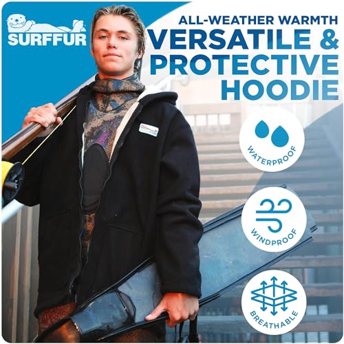 Full Zip Surfcheck Fleece Hoodie - Black - Men's & Women's - Heavy Waterproof Windproof Sweatshirt Zipper Jacket2