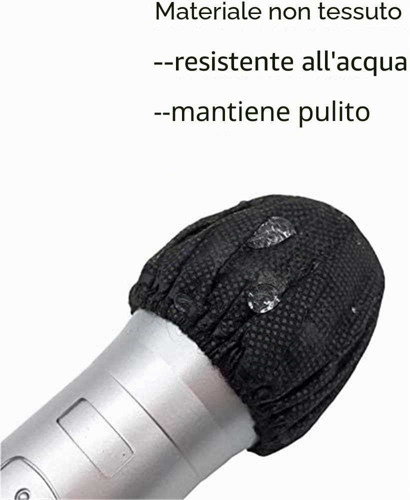 Confezione da 300 pezzi di coperture usa e getta per microfono, rivestimento protettivo in spugna per l'igiene del microfono, rimozione degli odori, per sala di registrazione, Karaoke, radio (Nero)
