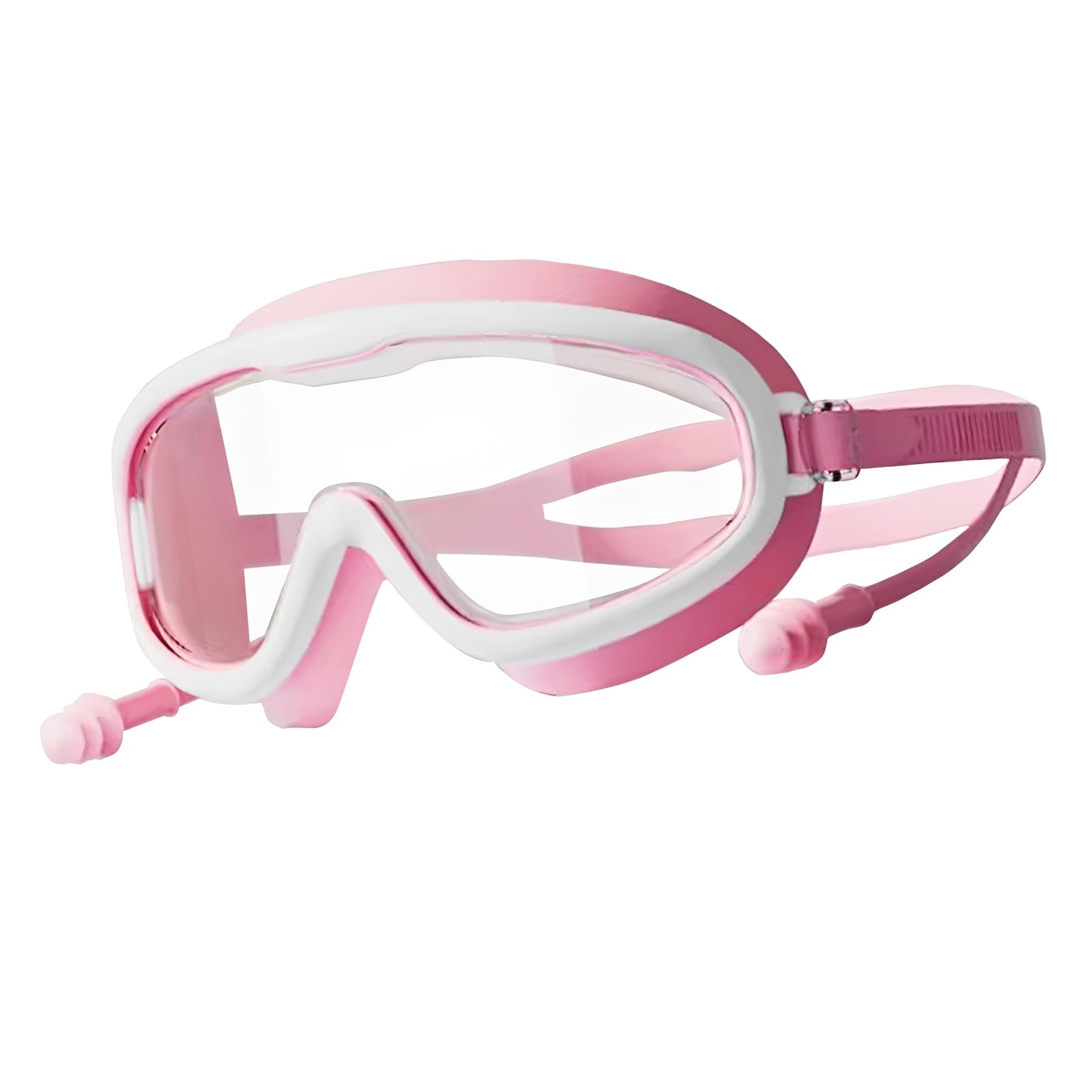 Canvas Trend Kids Swimming Goggles,High Definition Large Frame Eye Glasses,with an Ergonomic 3D Frame suitable for Beginners, Swimmers, and Professional Athletes (pink and white)