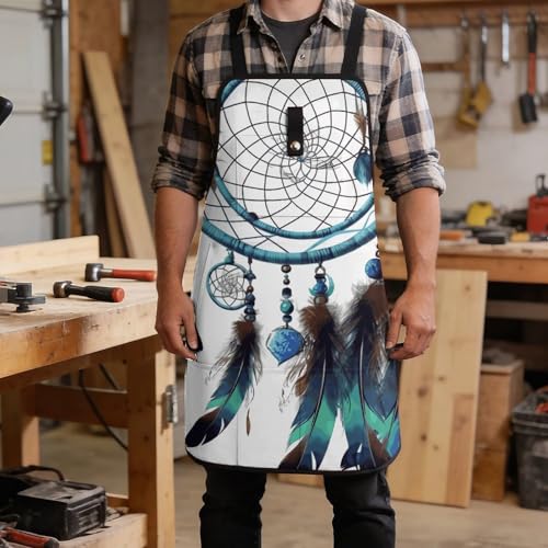 Delantal de trabajo con diseño atrapasueños y bolsillos ajustables miniatura 5