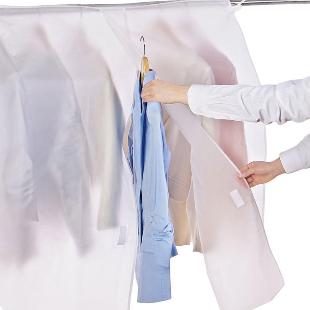 2 piezas Protector para Ropa Funda para Armario para Perchero Bolsa de Almacenamiento Resistente al Polvo para Prendas para Dormitorio y Balcón