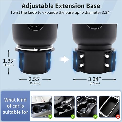 Support téléphone voiture et extenseur porte-gobelet 3 en 1