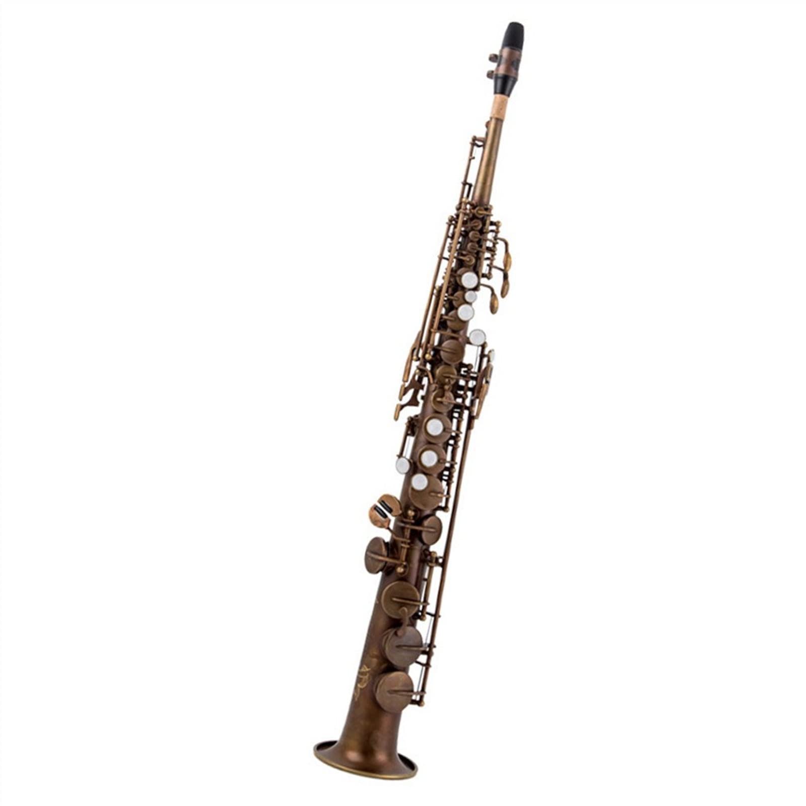 HCZKIUJY Saxophones Brass Straight Sax Saxophone Bb B Flat Woodwind Instrument Natural Shell Key