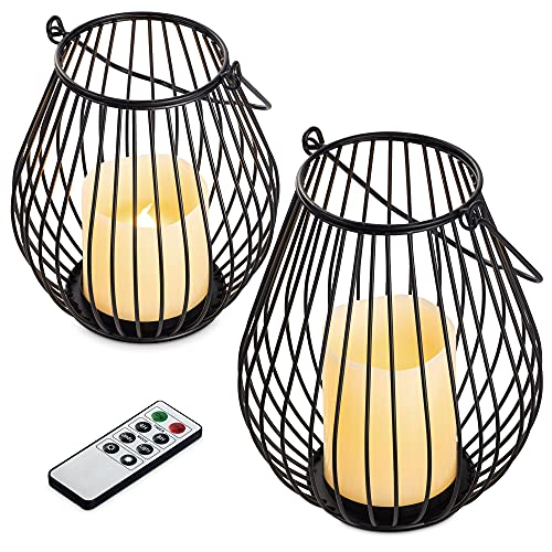 Navaris Lot 2x bougie LED avec photophores - Bougies à piles avec minuteur et télécommande - Cire véritable avec flamme vacillante