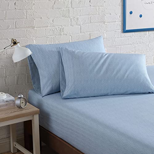Nautica - Full Sheet Set, Deep Pocket Fitted Sheet and Pillowcase Set, Casual Bedding Set (Herringbone Coastal Blue, Full) by Nautica - Used condition - Image 2