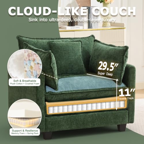 Image of 42 inch Modular Sectional Sofa, Cloud Couch Single-Seat Accent Chair
