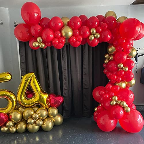 Image of Red Gold Confetti Balloons Garland Arch Kit, 120 PCS 12in 10in 5in Latex Metallic Gold Red Confetti Balloons for Birthday Wedding, Anniversary, Celebrations, Valentine's Day Party Decoratio