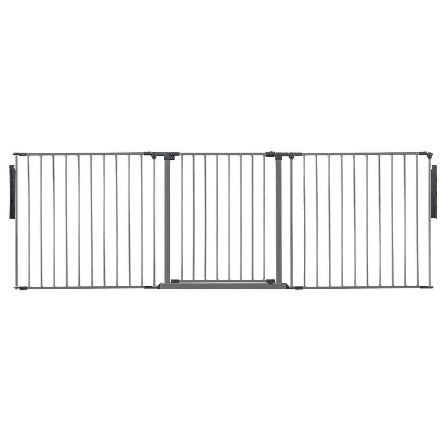 Safetots Premium Multi Panel Room Divider, up to 226cm Wide, Grey, 70cm Tall, Multi Panel Flexible Room Barrier, Room Divider with Door for Baby and Toddler, Easy Installation — image 1