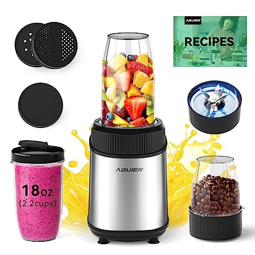 Abuler Personal Blender For Shakes And Smoothies 900W Smoothie Blender, 12 Pieces With 18 Oz(2.2Cups) *2 To-Go Cups, Smoothie Maker Bullet Blender For Protein Drinks, Spices, Bpa Free #TOP21