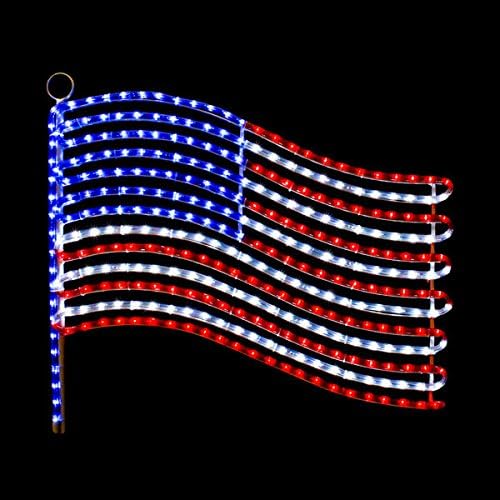 LED USA Flag Rope Light Motif Silhouette Window Display