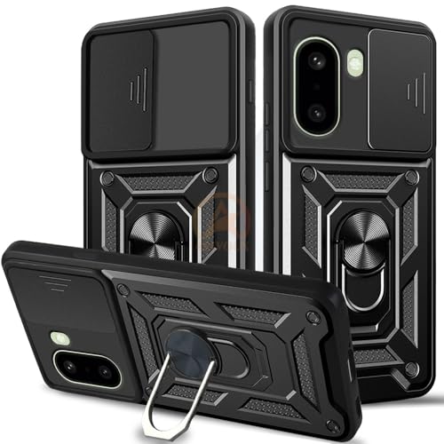 Image of Armor Bumper Back Cover Case for OnePlus 15R 5G Rotating Camera Cover, Ring Holder & Kickstand | Heavy Duty & 360 Degree Protection OnePlus 15R 5G Back Cover (Black)