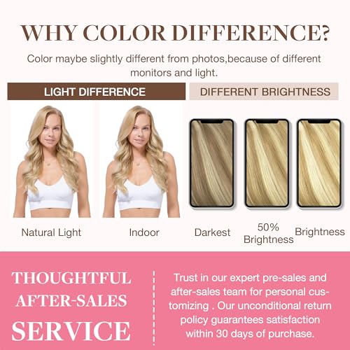 Image of GOO GOO Clip in Hair Extensions Real Human Hair, Remy Human Hair Extensions Clip ins for Women, Natural Human Hair, 18inch 130g 7Pcs, 18A /613A Dark Blonde Highlighted Bleach Blonde