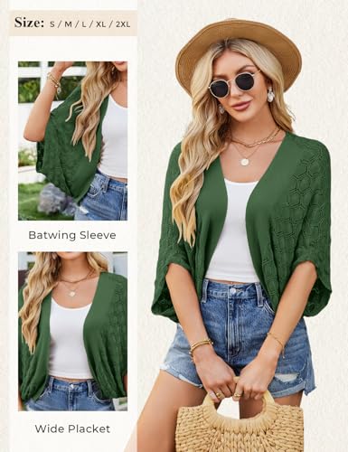 Image of GRACE KARIN Summer Cropped Cardigan for Women 2026 Batwing Sleeve Crochet Bolero Shrug Sweaters Lightweight Beach Boho Kimono