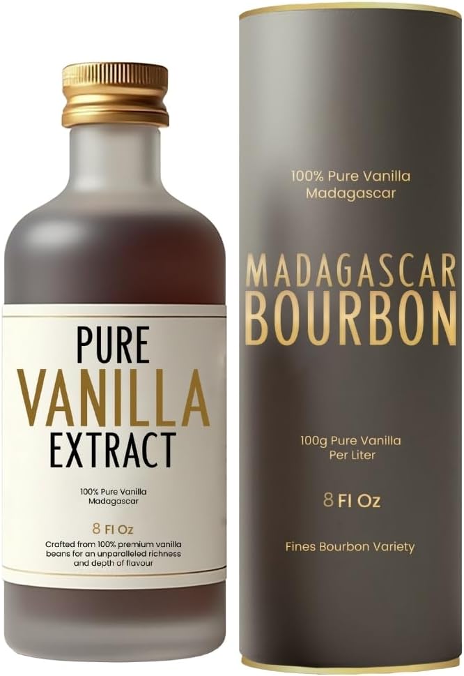 BRBON 8oz Pure Vanilla Extract | Made from Premium Madagascar Bourbon Vanilla Beans | Pure Extract Perfect for Baking, Cooking & Desserts | Non-GMO, Gluten-Free, Vegan & Kosher | 8oz. Bottle