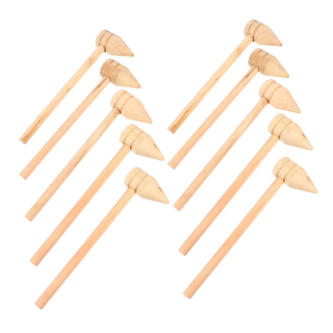 GLEAVI 10pcs Wooden Mini Hammers Pointed Design Hammers for Lightweight Safe Pounding Tools for Birthday Parties Educational Play
