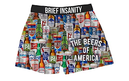 BRIEF INSANITY Comfortable Fit Boxer Shorts | Beer Themed Vibrant, soft, silky, Unisex Boxer Shorts (S-XXL)