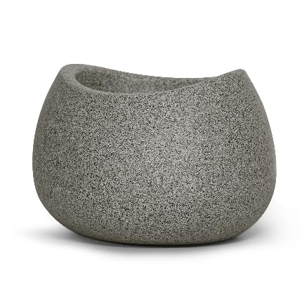 Vaso Decorativo Texturizado Oval 12 - Areia, Cimento e Granito, Ideal para Plantas e Jardim Residencial (1 unidade,Granito)
