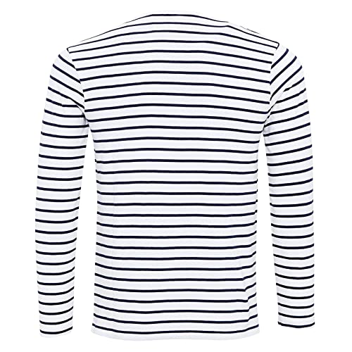 Image of Premier Mens Long John Roll Sleeve Tee (M) (White/Navy)
