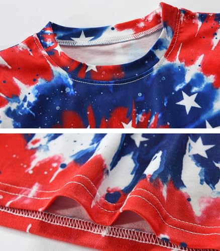 Image of Tkria Girls 4th of July Tank Tops Red White and Blue Shirt Toddler Girl American Flag Patriotic Outfit 2-7 Years