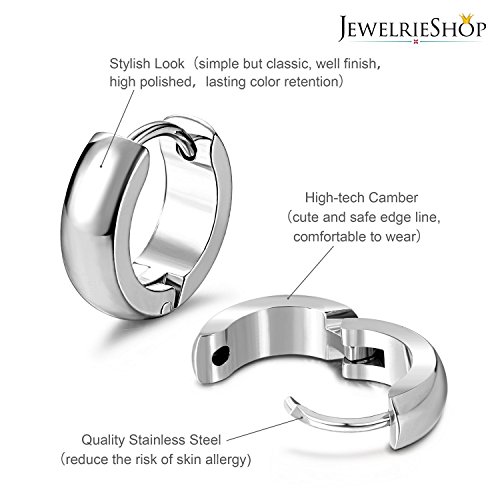 JewelrieShop Hoop Earrings Set Gold Surgical huggie Earrings, Hypoallergenic Huggie Ear Piercings Endless Huggie Hoop Earrings for Men Earrings (Gold, Black, Stainless Steel Hoop Earrings)2