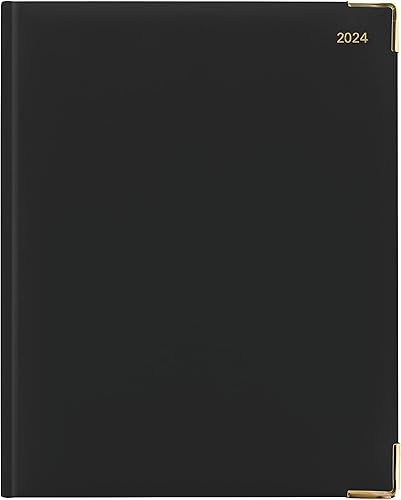 Miniatura 2 de Letts of London Roma Weekly Planner, 12 meses, enero a diciembre de 2024, cuero italiano, tamaño cuarto, 10.25 x 8.25 pulgadas, negro (C33YIBK-24)
