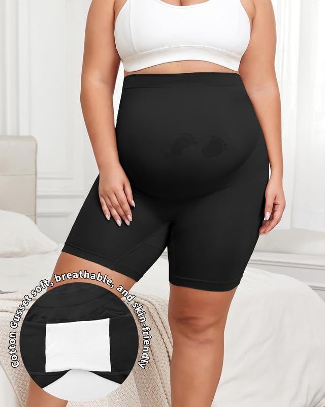 Maternity Shapewear for Under Dresses Over Belly Pregnancy Underwear Mid-Thigh High Waist Shorts Panties for Baby Shower - Image 3