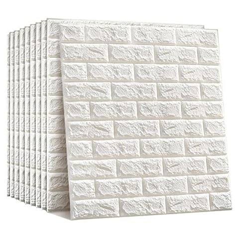 Ray-Velocity 3D Foam Wall Sticker DIY Wall Panels Self-Adhesive Brick Wallpaper for Bedroom Living Room Home Decor 60x60cm / Per (12, Brick) Cover