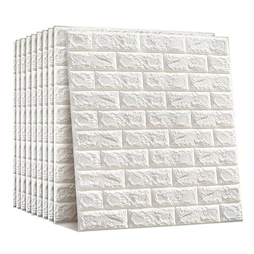 Papel Pintado Autoadhesivo de Ladrillo, 60 x 60cm, Pegatinas de Pared en Relieve a Prueba de Agua 3D, Papel Pintado Decorativo de la Habitación Salón Hotel Baño Fondo de TV (12, Patrón de ladrillo) Cover